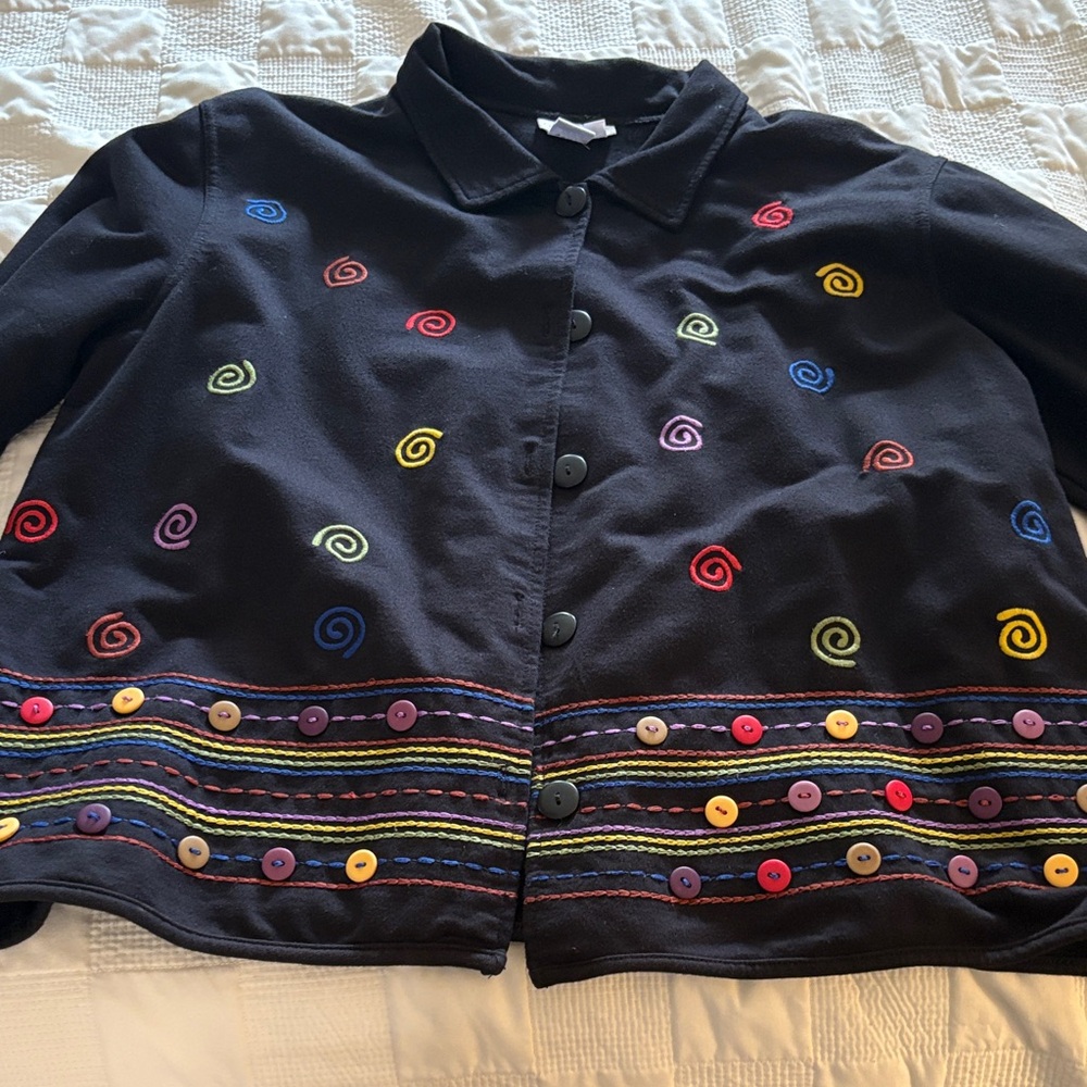 90s retro coldwater creek Colorful Swirl Button‎ Jacket size l